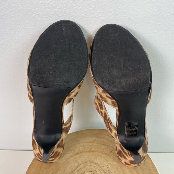 J. Renee Joslin Brown Tan Animal Print Leather Heels Size 8M EUC - Picture 6 of 7